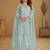 Sky blue embroidered net readymade sharara suit