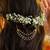 Rose pink stones triple layer pearl hair chain