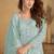 Sky blue embroidered net readymade sharara suit