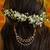 Rose pink stones triple layer pearl hair chain