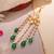 Green stones polki teardrop hair tassel