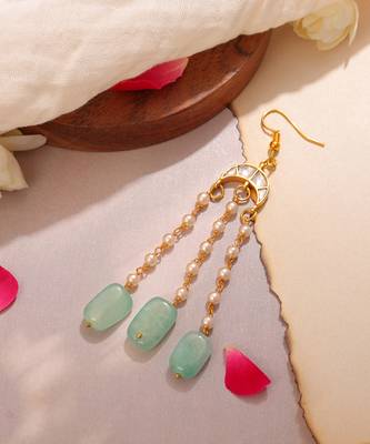 Mint green stones kundan crescent hair tassel 2