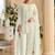 White faux georgette embroidered readymade straight pant suit