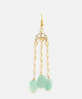 Mint green stones kundan crescent hair tassel 3