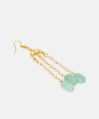 Mint green stones kundan crescent hair tassel 4