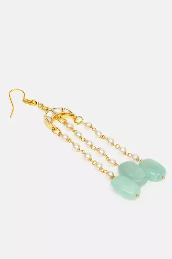 Mint green stones kundan crescent hair tassel