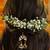 White beaded green stones kundan hair pin