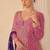 Hot pink & purple faux georgette readymade palazzo suit
