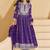 Purple faux georgette embroidered readymade salwar kameez