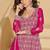 Rani pink faux georgette embroidered readymade salwar kameez