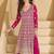 Rani pink faux georgette embroidered readymade salwar kameez