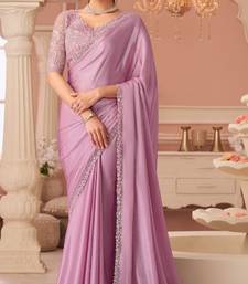 Pink Silk Chiffon Stylish Embellished Saree,Sari Comes With Embroidered Blouse