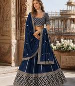 Navy embriodered art silk semi stitched Lehenga choli