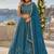 Teal Blue Faux Georgette Semi Stitched Lehenga Choli with Embroidered & Sequin Work