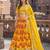Yellow art silk semi stitched lehenga choli with taby silk print