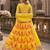 Yellow art silk semi stitched lehenga choli with taby silk print