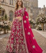Rani Pink Embroidered Heavy Art Silk Lehenga With Blouse