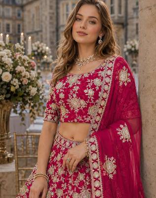 Rani Pink Embroidered Heavy Art Silk Lehenga With Blouse 2