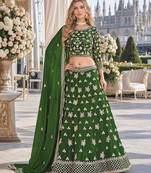 Green Embroidered Heavy Organza Lehenga With Blouse