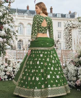 Green Embroidered Heavy Organza Lehenga With Blouse 2