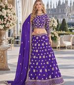 Lavender Embroidered Heavy Organza Lehenga With Blouse