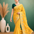 Yellow Embroidery Design White Thread Work And Akira Cotton Blend Saree With Unstitched Blouse