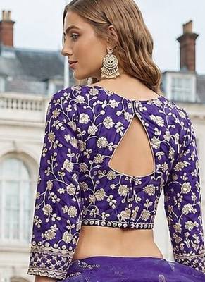 Lavender Embroidered Heavy Organza Lehenga With Blouse 2