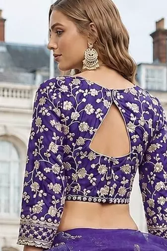 Lavender Embroidered Heavy Organza Lehenga With Blouse