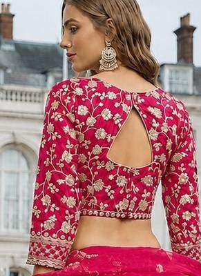 Rani Pink Embroidered Heavy Organza Lehenga With Blouse 2