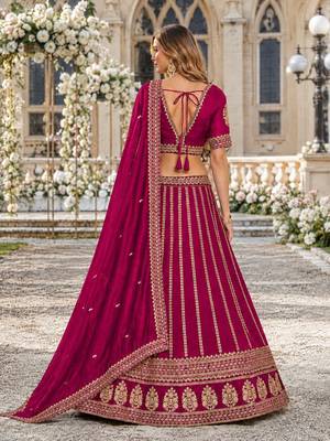 Rani Pink Embroidered Art Silk Lehenga With Blouse 2