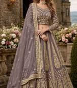 Purple Embroidered Net Lehenga With Blouse