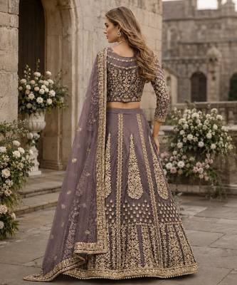 Purple Embroidered Net Lehenga With Blouse 2