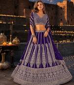 Violet Faux Georgette Semi Stitched Lehenga Choli with Sequence Work