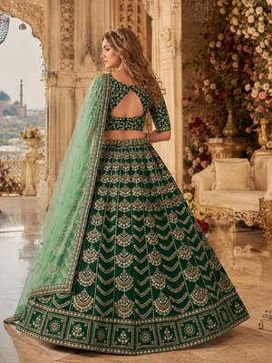 Mehendi Art Silk Semi Stitched Lehenga Choli with Heavy Embroidery Work 2