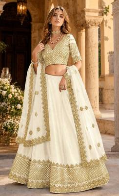 White Art Silk Designer Lehenga With Blouse 1