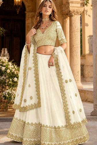 White Art Silk Designer Lehenga With Blouse