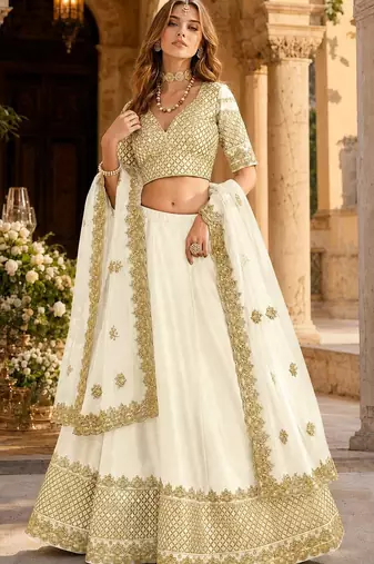 White Art Silk Designer Lehenga With Blouse