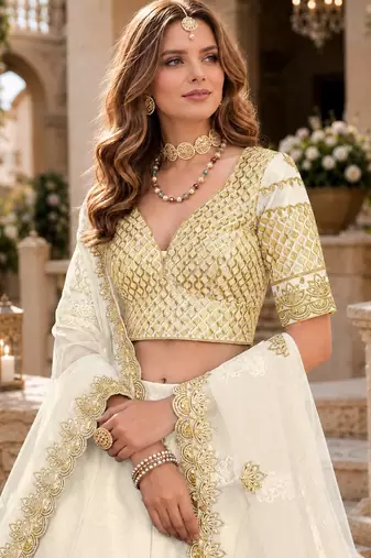 White Art Silk Designer Lehenga With Blouse