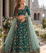 Green Art Silk Designer Lehenga With Blouse