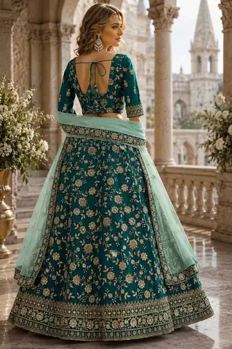 Green Art Silk Designer Lehenga With Blouse