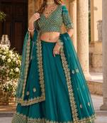Turquoise Art Silk Lehenga With Blouse