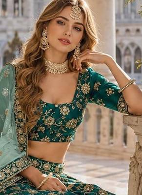 Green Art Silk Designer Lehenga With Blouse 3