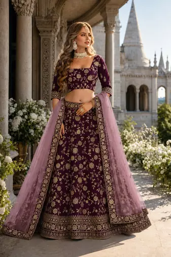 Maroon Art Silk Lehenga With Blouse