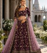 Maroon Art Silk Lehenga With Blouse