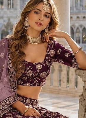 Maroon Art Silk Lehenga With Blouse 3