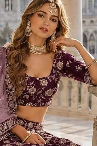 Maroon Art Silk Lehenga With Blouse