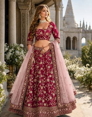 Red Art Silk Designer Lehenga With Blouse 1