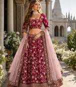 Red Art Silk Designer Lehenga With Blouse
