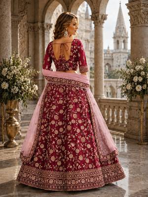 Red Art Silk Designer Lehenga With Blouse 2