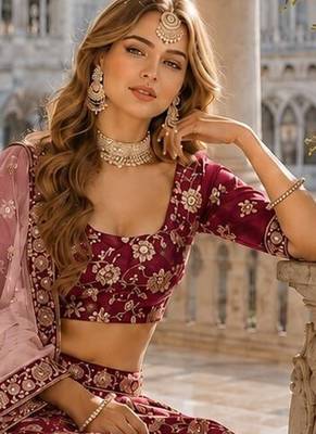 Red Art Silk Designer Lehenga With Blouse 3